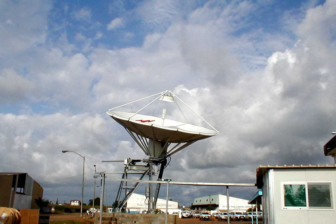 Antenna installation against a dramatic sky, Monrovia
