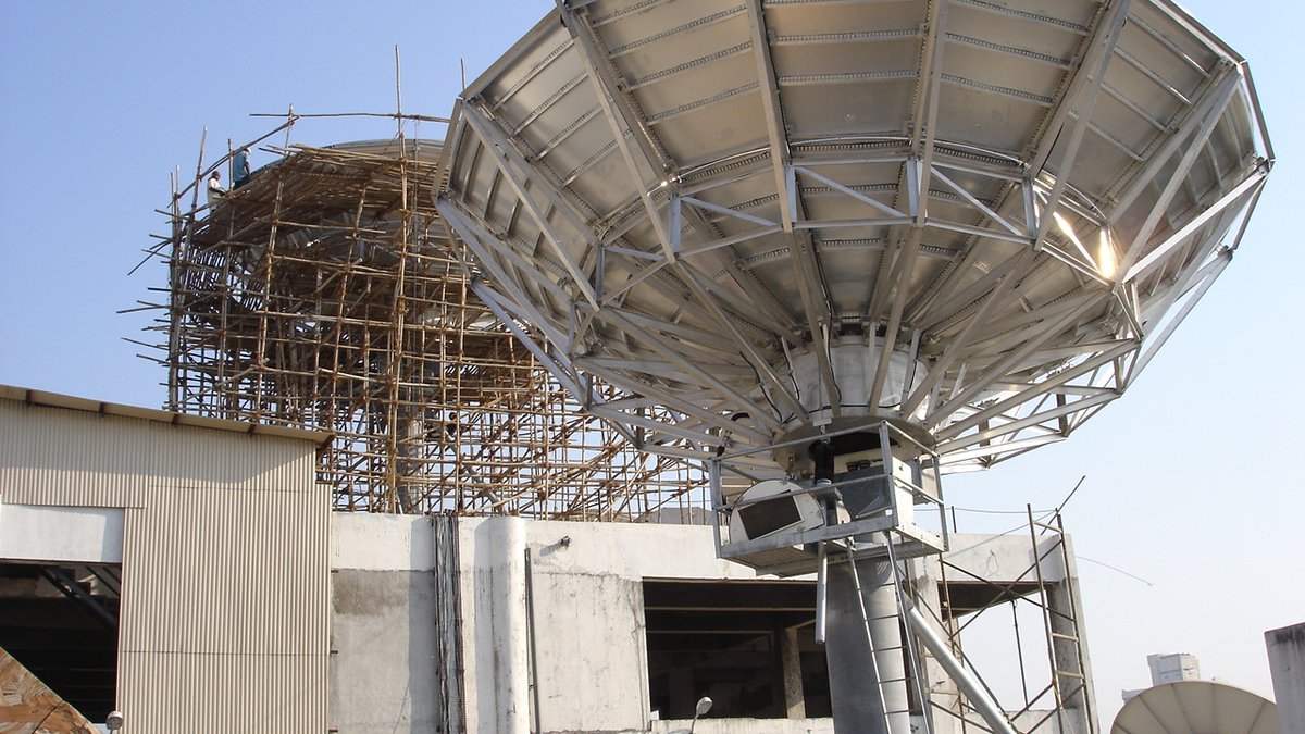 Large antenna panel assembly during installation