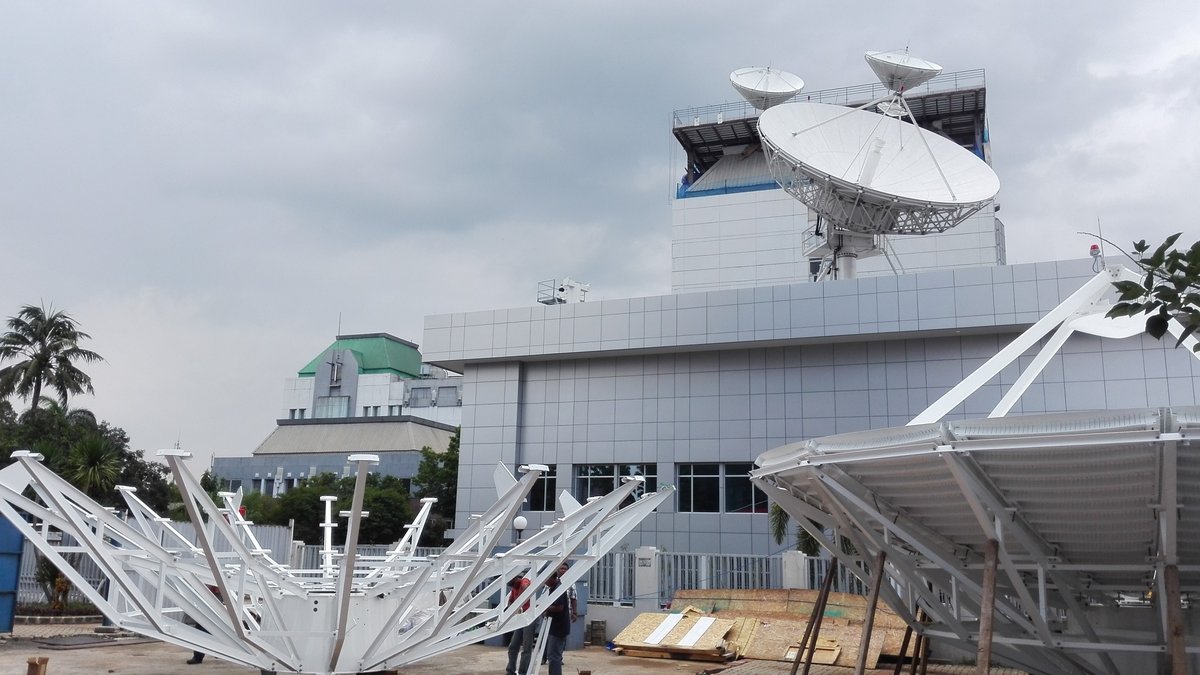 Antenna radial and panel assembly at a hub station site